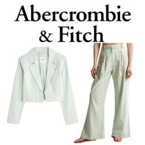 Abercrombie   Fitch Sage Green Cropped Wide Leg Linen Pantsuit  Size XS    S